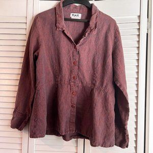 Flax Linen Shirt Top Blouse M